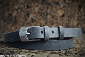 PASEK SKÓRZANY DAMSKI 2 CM - CIENIOWANY GRAFIT
